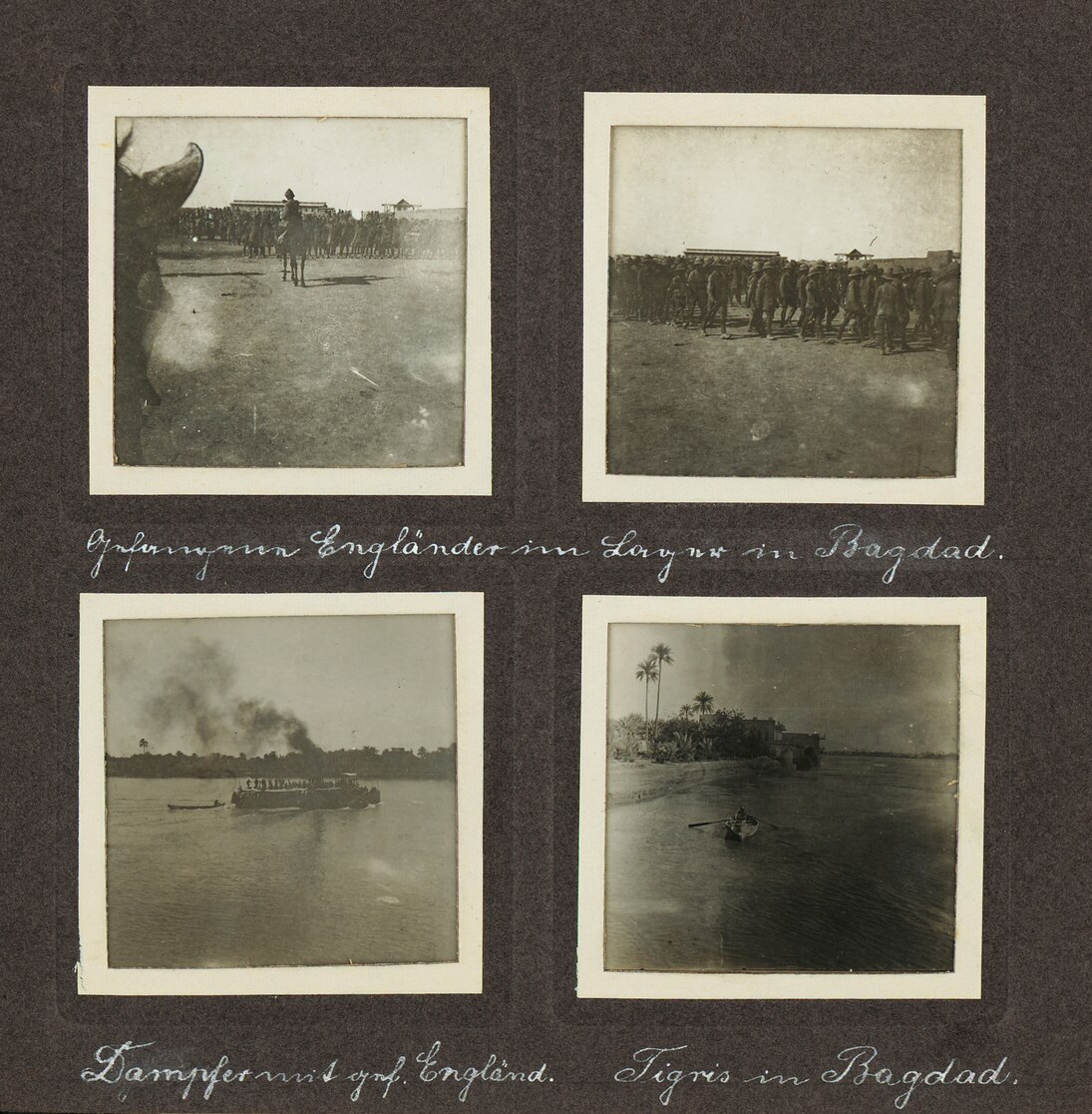 Mehrere Bilder von gefangenen Engländern im Lager von Bagdad, um 1916