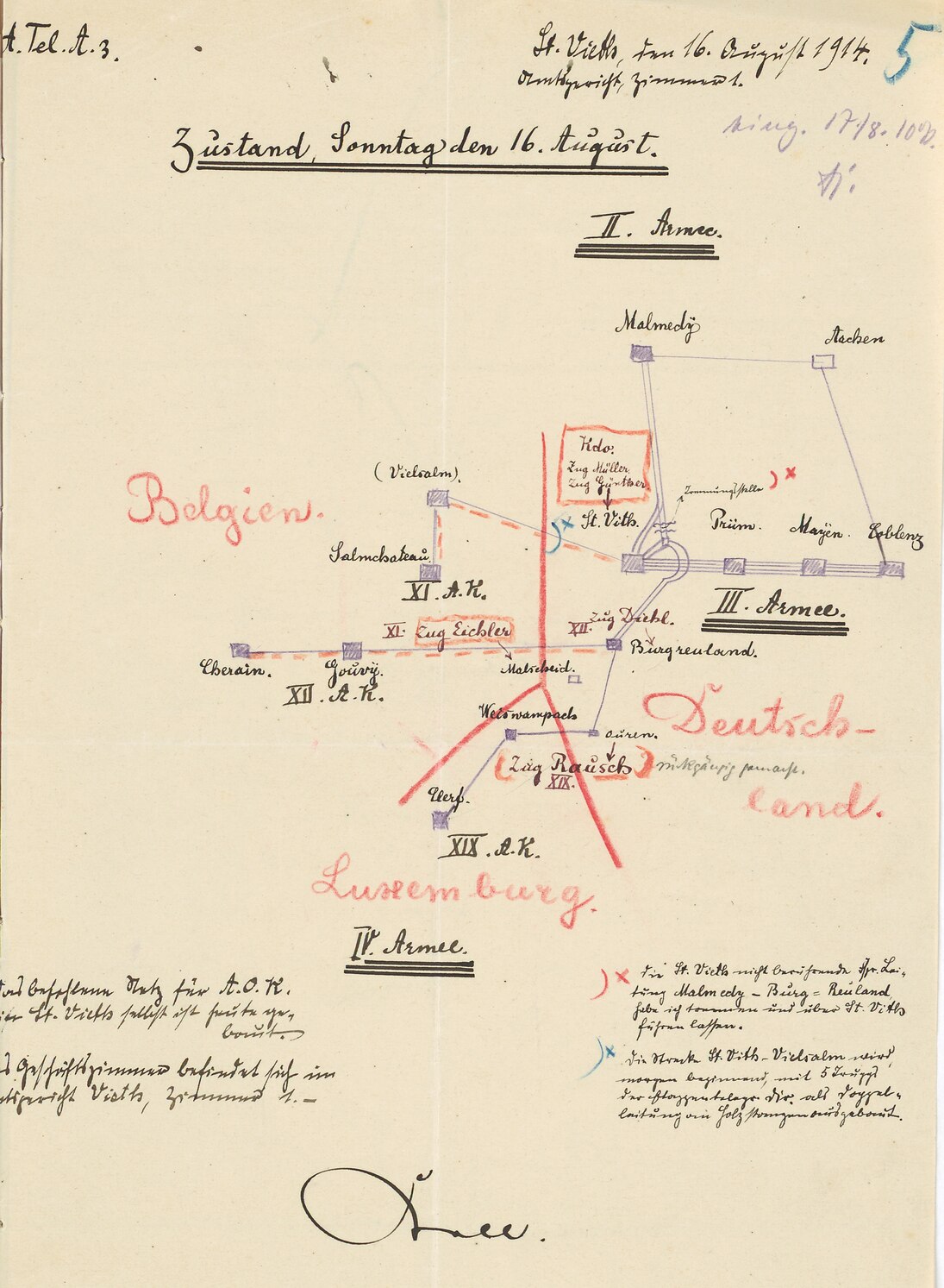 Der Scan zeigt Anlagen zu einem Kriegstagebuch.