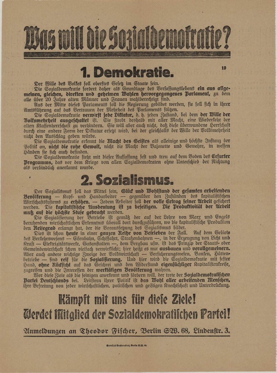 Flugblatt der Sozialdemokratischen Partei