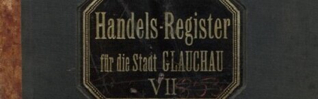 Der Scan zeigt den Umschlag eines Buches mit dem Titel "Handels-Register für die Stadt Glauchau VII".