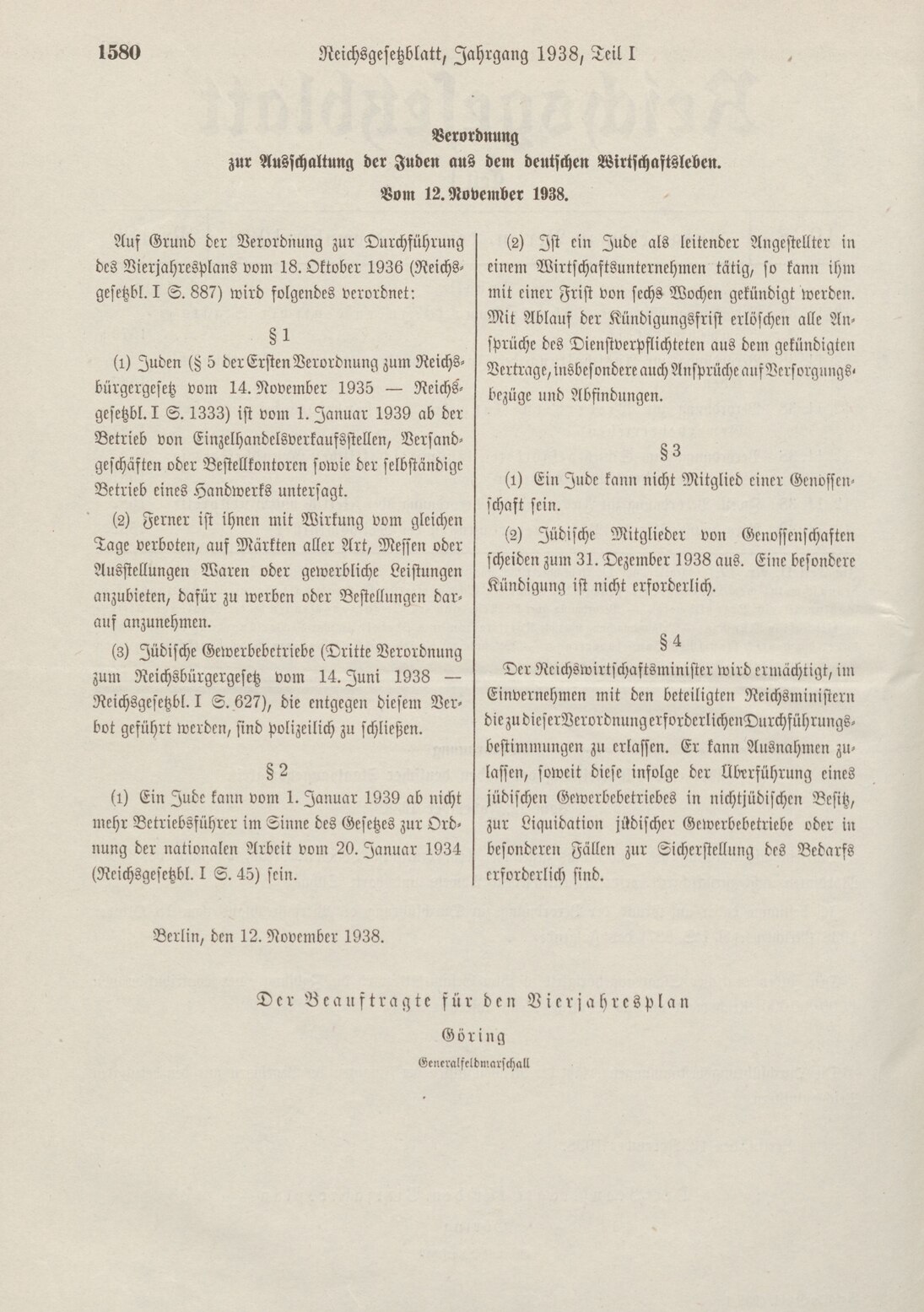 Reichsgesetzblatt 1938, S. 1580