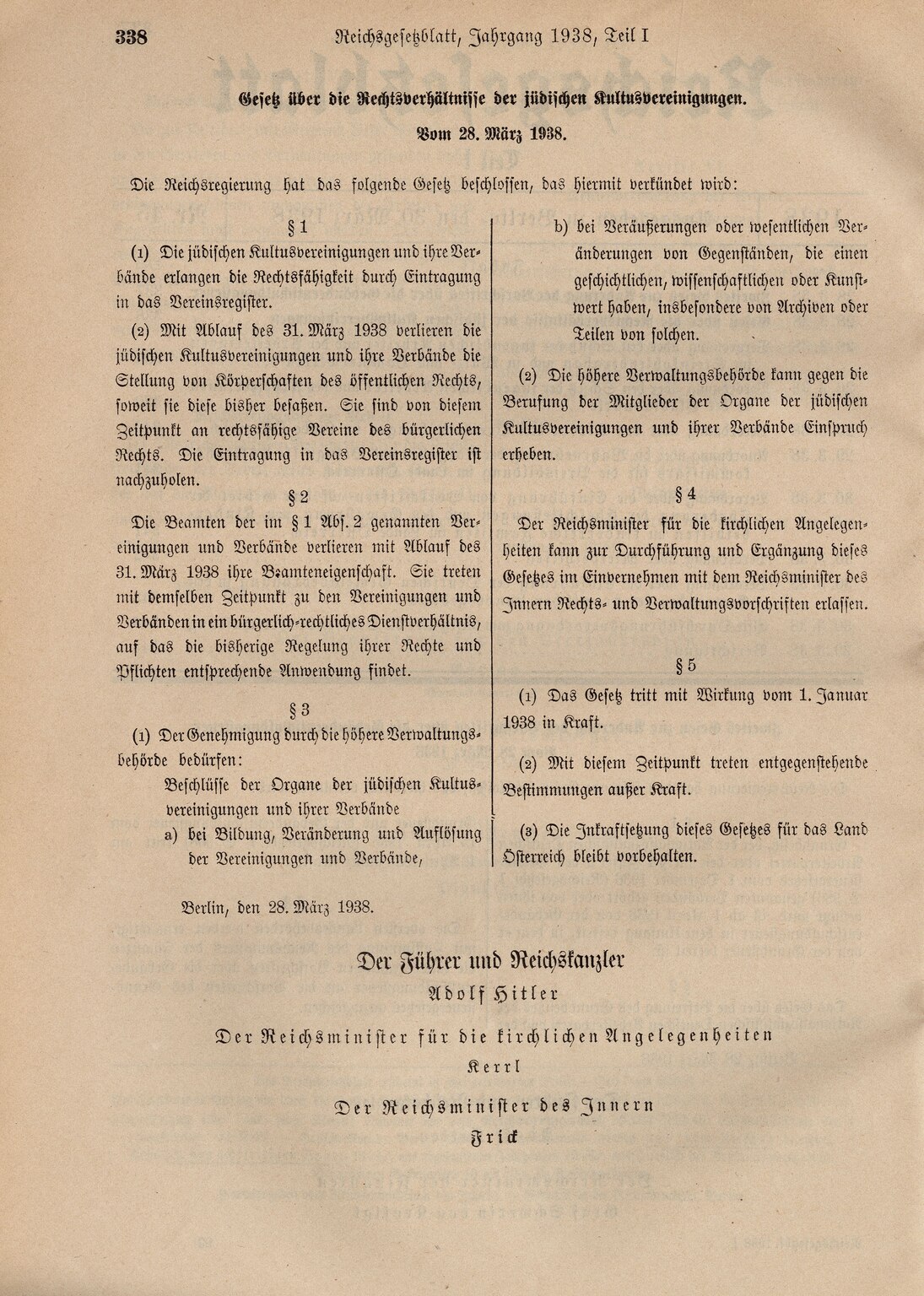 Reichsgesetzblatt 1938, S. 338