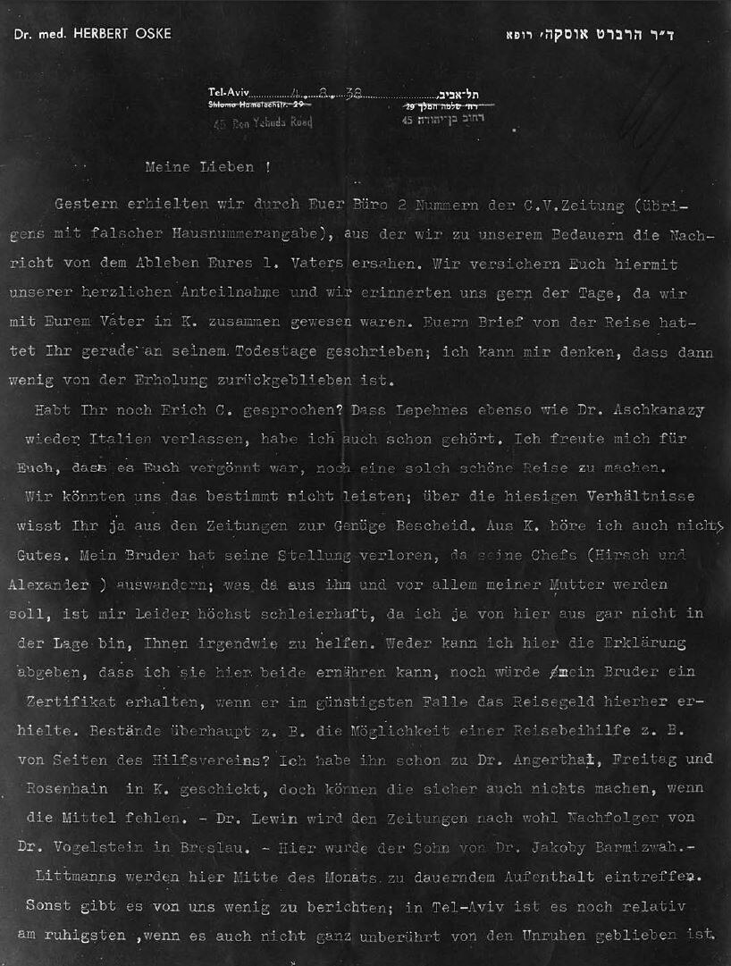 Fotokopie eines beschlagnahmten Briefs, 14. Oktober 1938 (SächsStA-L, 20031 Polizeipräsidium Leipzig, Nr. PP-V 5007)
