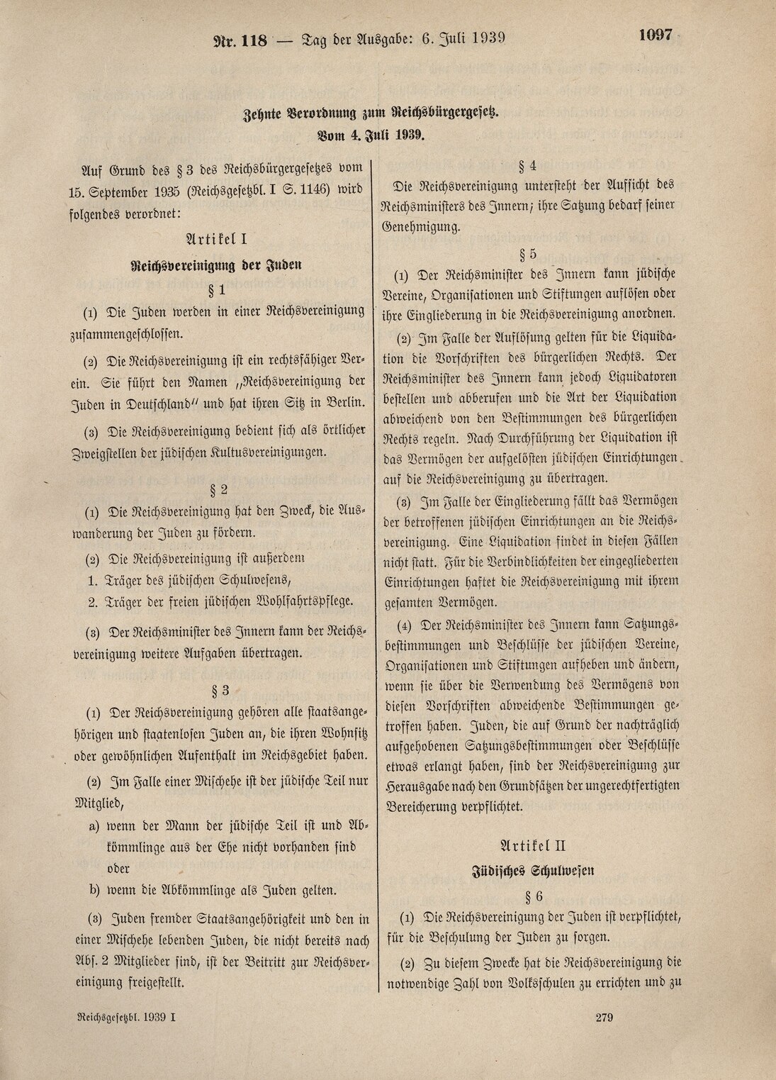 Reichsgesetzblatt 1939, S. 1097
